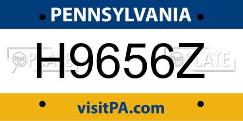 H9656Z Pennsylvania License Plate