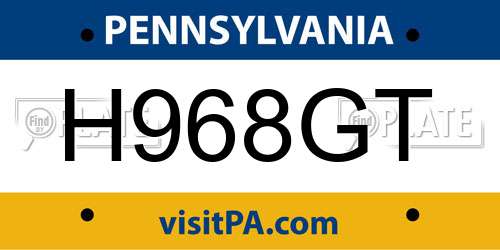 H968GT Pennsylvania License Plate