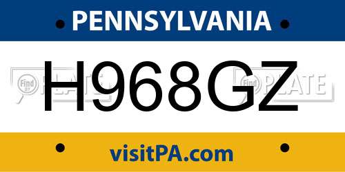 H968GZ Pennsylvania License Plate