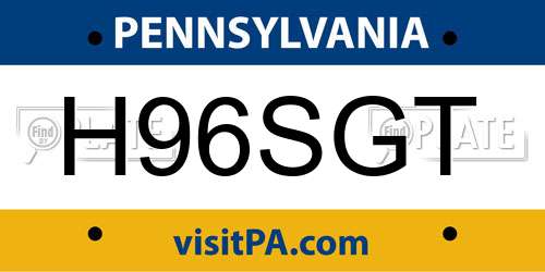 H96SGT Pennsylvania License Plate