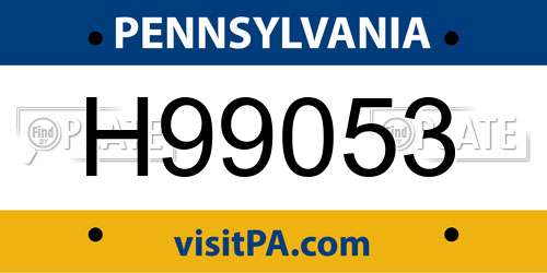 H99053 Pennsylvania License Plate