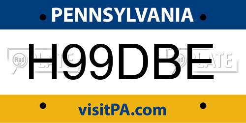 H99DBE Pennsylvania License Plate