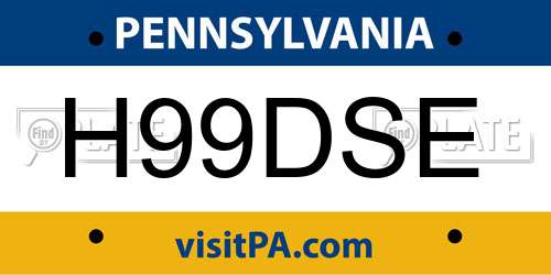 H99DSE Pennsylvania License Plate