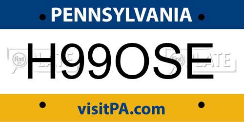 H99OSE Pennsylvania License Plate