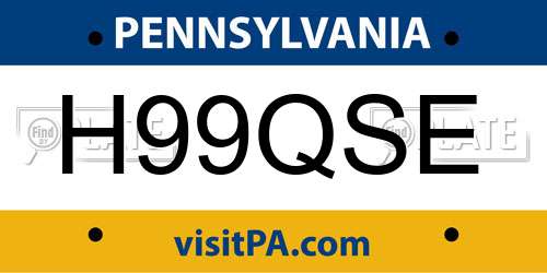 H99QSE Pennsylvania License Plate
