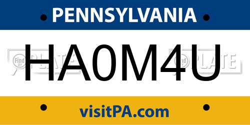 HA0M4U Pennsylvania License Plate