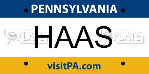 HAAS Pennsylvania License Plate