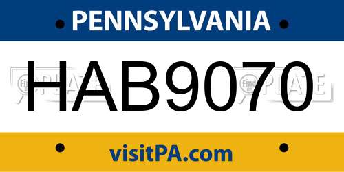 HAB9070 Pennsylvania License Plate