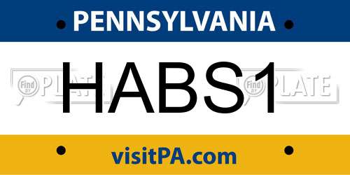 HABS1 Pennsylvania License Plate