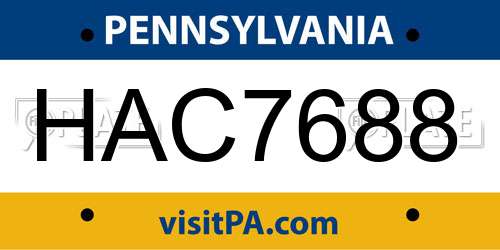 HAC7688 Pennsylvania License Plate