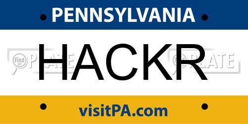 HACKR Pennsylvania License Plate