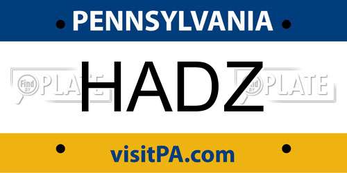 HADZ Pennsylvania License Plate