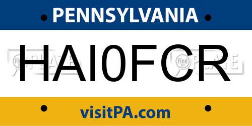 HAI0FCR Pennsylvania License Plate
