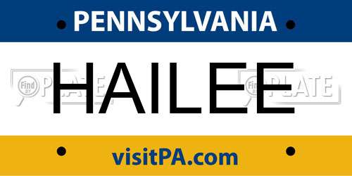 HAILEE Pennsylvania License Plate
