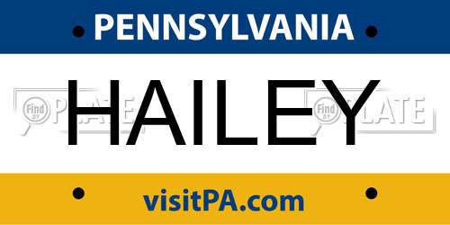 HAILEY Pennsylvania License Plate