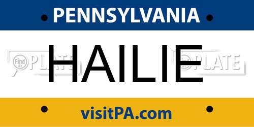 HAILIE Pennsylvania License Plate