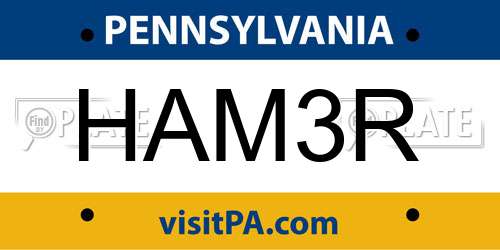 HAM3R Pennsylvania License Plate