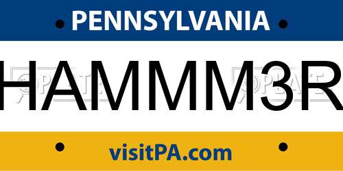 HAMMM3R Pennsylvania License Plate