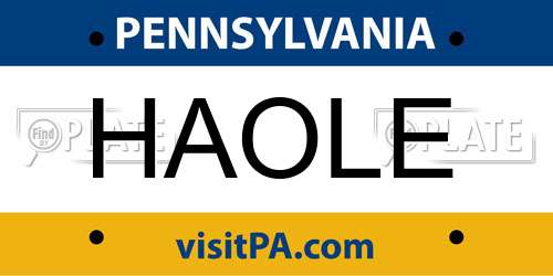 HAOLE Pennsylvania License Plate