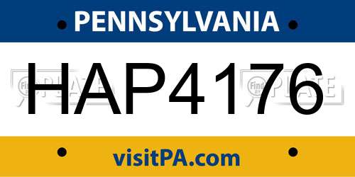 HAP4176 Pennsylvania License Plate
