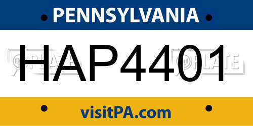 HAP4401 Pennsylvania License Plate