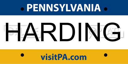 HARDING Pennsylvania License Plate