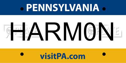 HARM0N Pennsylvania License Plate