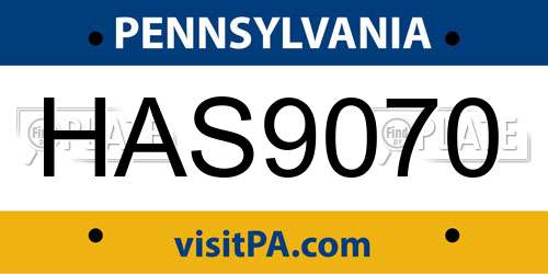 HAS9070 Pennsylvania License Plate