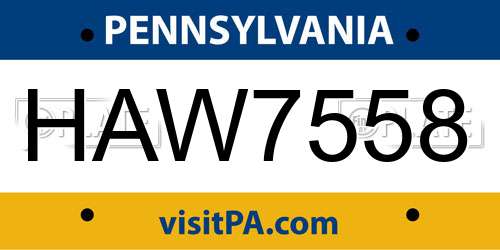 HAW7558 Pennsylvania License Plate