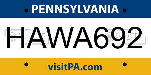 HAWA692 Pennsylvania License Plate