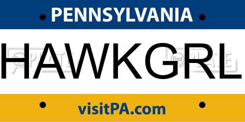 HAWKGRL Pennsylvania License Plate