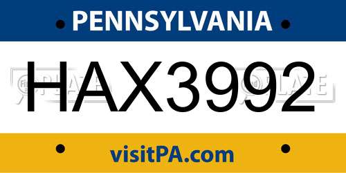 HAX3992 Pennsylvania License Plate