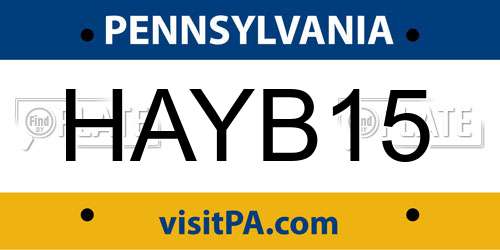 HAYB15 Pennsylvania License Plate