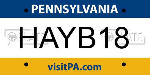 HAYB18 Pennsylvania License Plate