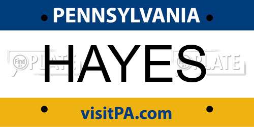 HAYES Pennsylvania License Plate