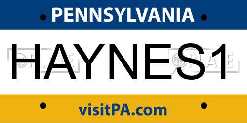 HAYNES1 Pennsylvania License Plate