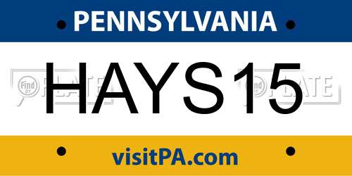 HAYS15 Pennsylvania License Plate