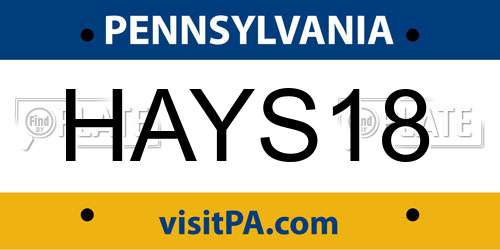 HAYS18 Pennsylvania License Plate