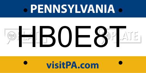 HB0E8T Pennsylvania License Plate