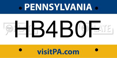 HB4B0F Pennsylvania License Plate