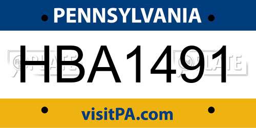 HBA1491 Pennsylvania License Plate