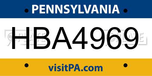HBA4969 Pennsylvania License Plate