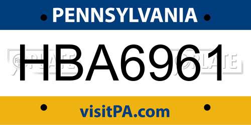 HBA6961 Pennsylvania License Plate
