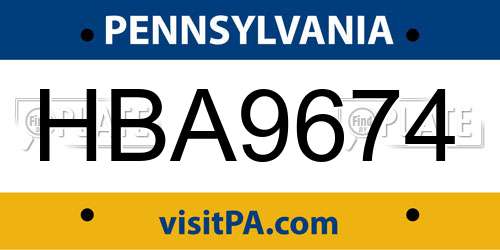 HBA9674 Pennsylvania License Plate