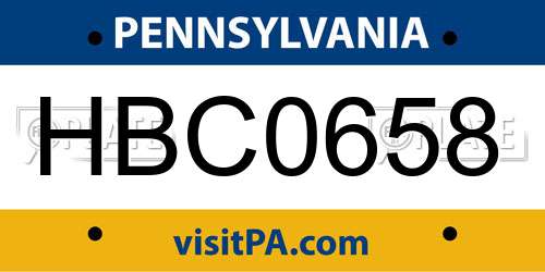 HBC0658 Pennsylvania License Plate