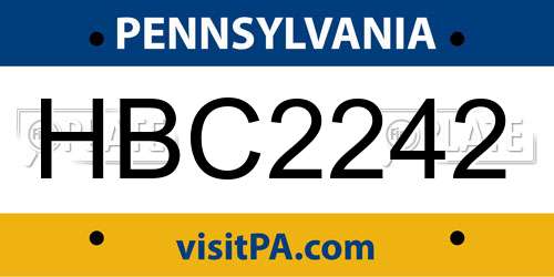 HBC2242 Pennsylvania License Plate