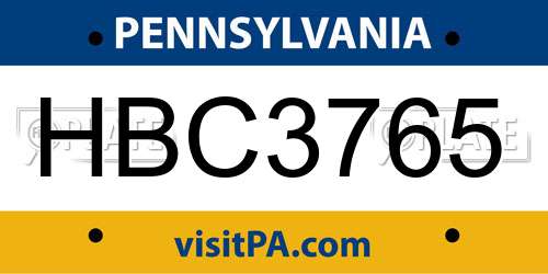 HBC3765 Pennsylvania License Plate