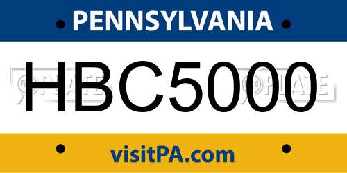 HBC5000 Pennsylvania License Plate
