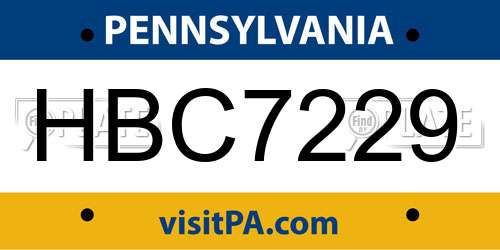 HBC7229 Pennsylvania License Plate