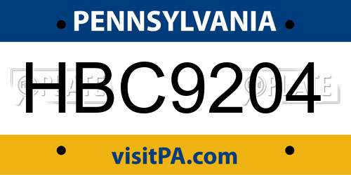 HBC9204 Pennsylvania License Plate